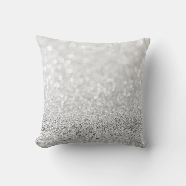 Silver Gay Glitter Sparkly Metallic White Delicate Kussen (Voorkant)