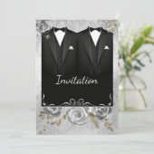 Silver Gay Wedding Uitnodiging (Staand voorkant)