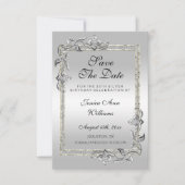 Silver Gem & Glitter 25th Birthday Party Save The Date (Voorkant)