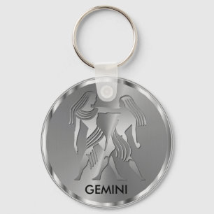 Silver Gemini ♊ de Twins - Zodiac Sign Sleutelhanger