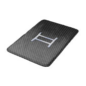 Silver Gemini Sign on Charcoal Carbon Fiber Print Badmat (Gekanteld)