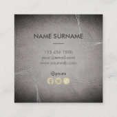 Silver Geometric Leather Square Visitekaartje (Achterkant)