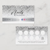 Silver Giltter Loyalty Kaart voor Nails Salon (Voorkant / Achterkant)