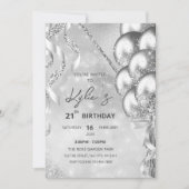 Silver Glam Birthday Party Invitation Kaart (Voorkant)