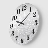 Silver Glam Bokeh Glitter Grote Klok (Hoek)