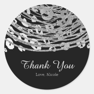 Silver Glam Cheetah Print Exotic Party Favor Ronde Sticker