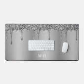 Silver Glam Girly Sparkles Monogramme de luxe (Clavier et souris)
