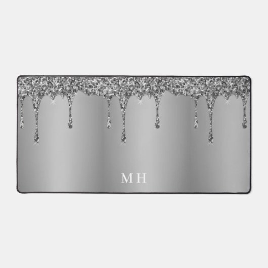 Silver Glam Girly Sparkles Monogramme de luxe (Recto)
