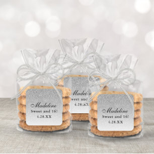 Silver Glam Glitter Gepersonaliseerd Vierkante Sticker