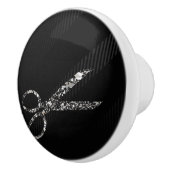 Silver Glam Glitter Schaar Modern Chic Salon Keramische Knop (Rechts)