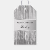 Silver Glam Glitzy Tinsel Stripes Cadeaulabel (Voorkant)