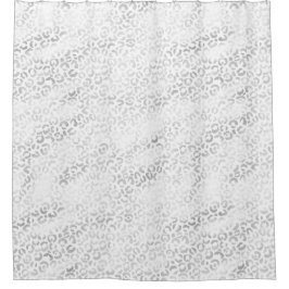 Silver Glam Leopard Print Douchegordijn