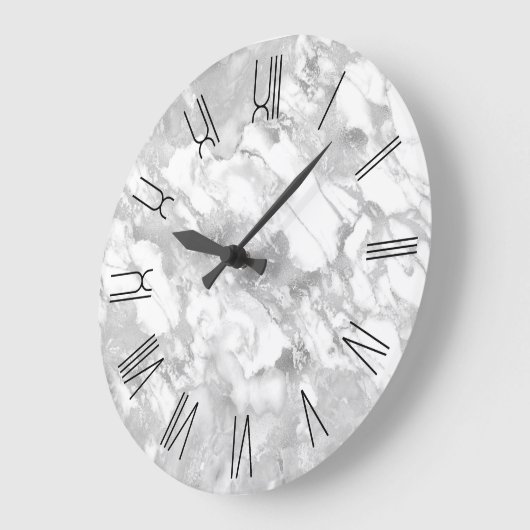 Silver Glam Marble Retro Roman Numeriek Grote Klok (Hoek)