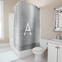 Silver Glam Metallic Modern Monogram