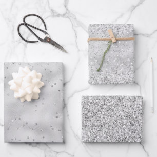 Silver Glam Sparkle Confetti Glitter Inpakpapier Vel