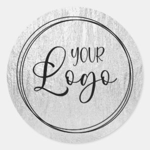 Silver Glam Texture Logo Ronde Sticker