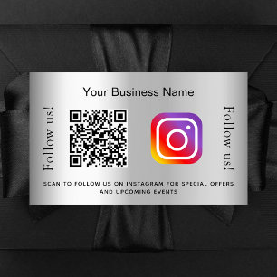 Silver glamoureuze business qr code instagram rechthoekige sticker