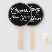 Silver Glamoureuze New Years Eva Photo Prop Hand F Handwaaier (Voorkant en achterkant)