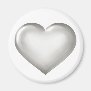 Silver Glass Heart Magneet