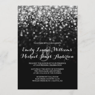 Silver GlitHollywood Glitz Glam Wedding Invitation Kaart