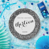 Silver Glitter 13th Birthday Papieren Bordje (Feest)