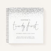 Silver Glitter 21ste verjaardag gastboek Notitieboek (Voorkant)