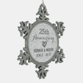 Silver Glitter 25e bruiloft Jubileum Ornament (Links)