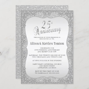 Silver Glitter 25th Wedding Jubileum DIY-tekst Kaart