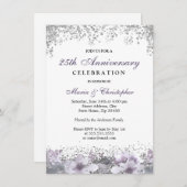 Silver Glitter 50th Wedding Jubileum Invite Kaart (Voorkant / Achterkant)