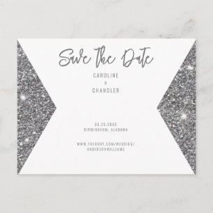 Silver Glitter Afbeelding Moderne Doopvont sparen Briefkaart
