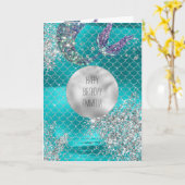 Silver Glitter Aqua Mermaid Kaart (Gele Bloem)