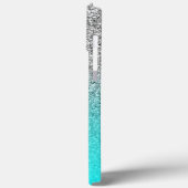 Silver Glitter Aqua Ombre Persoonlijk Case-Mate iPhone Case (Achterkant / Links)