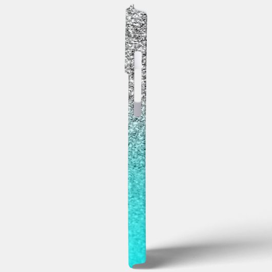 Silver Glitter Aqua Ombre Persoonlijk Case-Mate iPhone Case (Achterkant / Links)