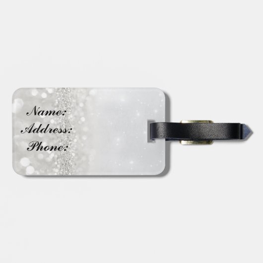 Silver Glitter Bagagelabel (Achterkant horizontaal)