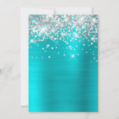 Silver Glitter Balloon Turquoise 21st Birthday Kaart (Achterkant)