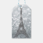 Silver Glitter & Balloons Paris Eiffel Tower Party Cadeaulabel (Achterkant)