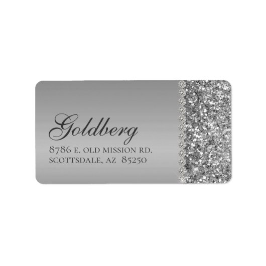 Silver Glitter Bat Mitzvah Etiket (Voorkant)