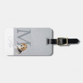 Silver Glitter Beagle Hondenliefhebbers Aangepast Bagagelabel (Voorkant horizontaal)