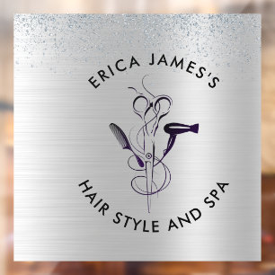 Silver Glitter Beauty Salon Raamsticker