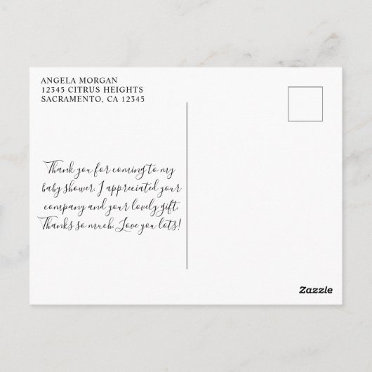 Silver Glitter Black Baby shower Bedankt Briefkaart (Achterkant)