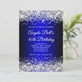 Silver Glitter Black Blue Gradient 40th Birthday Kaart (Staand voorkant)