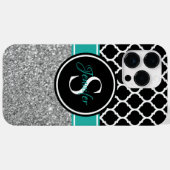 Silver Glitter Black en White Trellis Monogram Case-Mate iPhone Case (Achterkant (horizontaal))