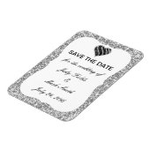 Silver Glitter Black Heart bewaart de datum magnee Magneet (Linkerzijde)
