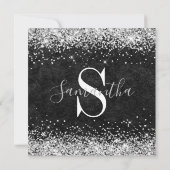 Silver Glitter Black Leather 40th Birthday Kaart (Achterkant)