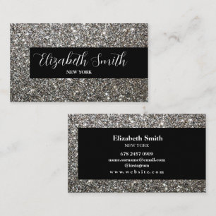 Silver Glitter Black Visitekaartje
