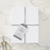 Silver Glitter Blauwgroen Blue Hartelijk dank voor Cadeaulabel (Met Touw)