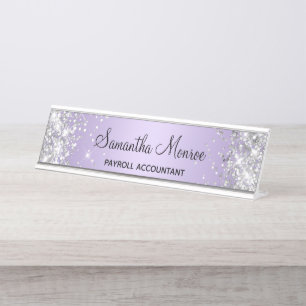 Silver Glitter Bleek Lavender Gradient Bureau Naambordje