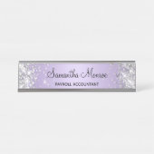 Silver Glitter Bleek Lavender Gradient Bureau Naambordje (Voorkant)