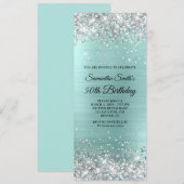 Silver Glitter Bleek Turquoise Folie 50th Birthday Kaart (Voorkant / Achterkant)