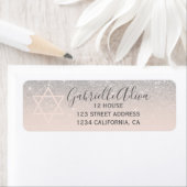 Silver glitter blush roze girbat mitzvah etiket (Insitu)